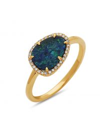 Black Opal Diamond Halo Ring