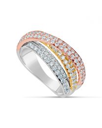 18K DIAMOND CROSS OVER RING