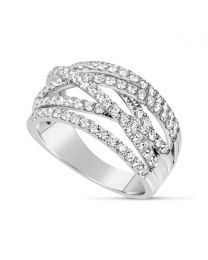 18K DIAMOND CROSS OVER RING