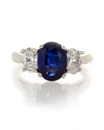 OVAL SAPPHIRE AND DIAMOND RING