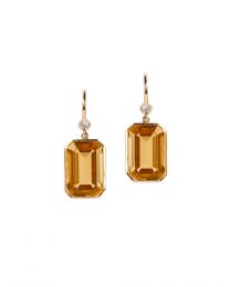 Citrine Emerald Cut Earrings on French Wire