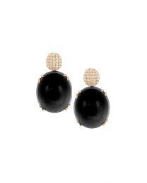 Onix Oval Cabochon with Diamonds Motif Earrings