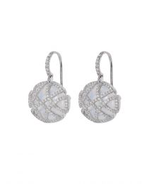  Moon Quartz Oval Disc Oblong Cage Earring with Diamond