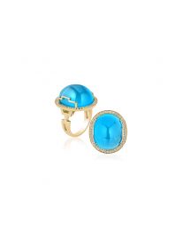Blue Topaz Oval Cabochon Ring