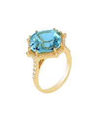 Blue Topaz Emerald Cut Asscher Ring