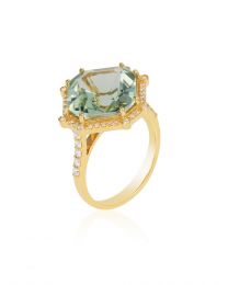  Prasiolite Emerald Cut Asscher Ring 