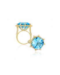 Blue Topaz Emerald Cut Asscher Ring