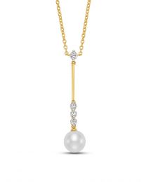 Classic Pearl and Diamond Pendant Necklace