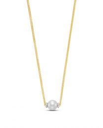 Pearl and Diamond Station Necklace