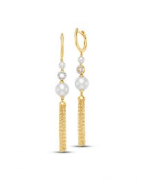 Pearl and Diamond Tassel Earrings