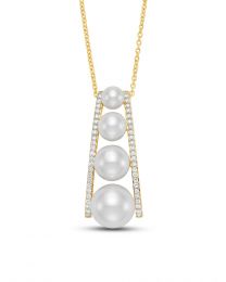 Pearl and Diamond Demi-Hoop Pendant