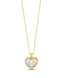 Pearl and Diamond Heart Cage Pendant