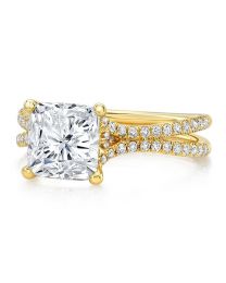 Uneek 3-Carat Cushion Diamond Engagement Ring with Pave 